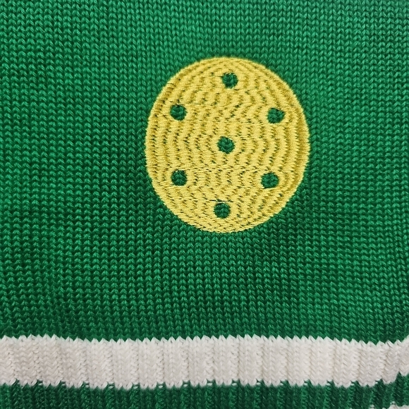 Fate Pickleball Embroidered Cardigan Sweater Size Small Green White Button Front - Picture 3 of 11